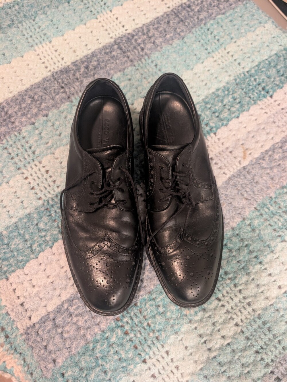 Ecco Men's Black Leather Wingtip Dress Shoes Size 11/45